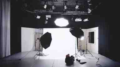 Studio lighting and backdrop setup