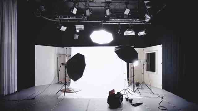 Studio lighting and backdrop setup